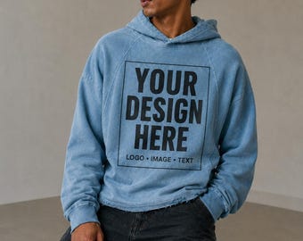 Custom Vintage Washed Frayed-Hem Personalised Hoodie