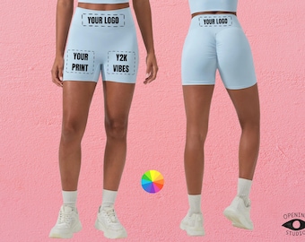 Benutzerdefinierte Biker Shorts mit hoher Taille, Y2K, Sculpting Yoga Streetwear
