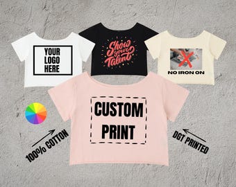 High End Quality Custom Cotton T-Shirt, Off-Shoulder Rolled Hem, Oversized Slouchy Top
