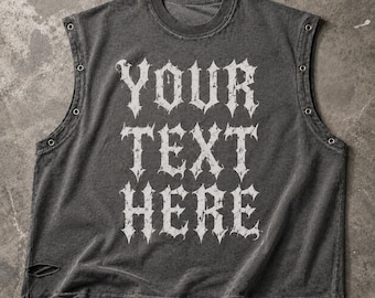 Personalised Heavy Metal Tank Top: Distressed Grommet Eyelet Gothic Concert Festival Wear