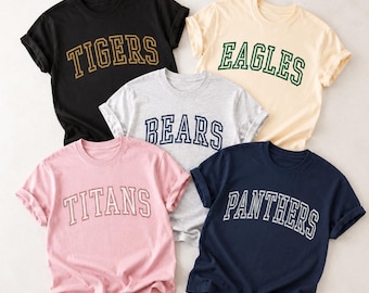 Custom Varsity Mascot T-Shirt, School Spirit Tee, Personalized College Apparel