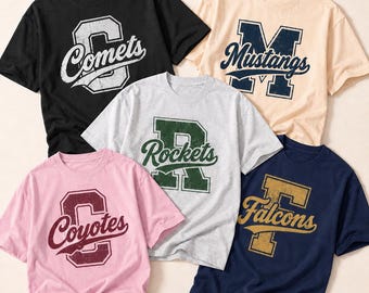 Custom Varsity Mascot T-Shirt, Personalized Team Spirit Shirt, Game Day Apparel