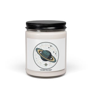 Saturn Field Map Soy Candle, Space Mission Patch | Cosmic, Science Nerd Aroma