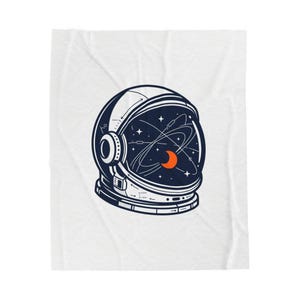 Astronaut Helmet Illustration Velveteen Blanket | space, mission patch