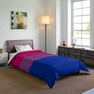 Bisexual Pride Comforter Twin Full Queen King Flag Bedding LGBTQ Quilt Pink Purple Blue Microfiber Cozy Bedroom Decor