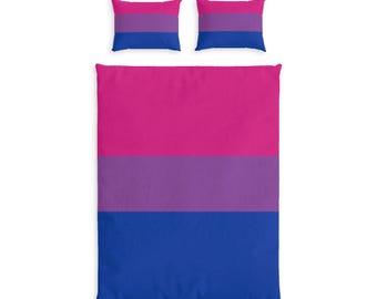 Bisexual Pride Duvet Cover Set Bi Flag Bedding LGBTQ Cotton Comforter Cover with Pillow Shams Queer Dorm Bedroom Decor