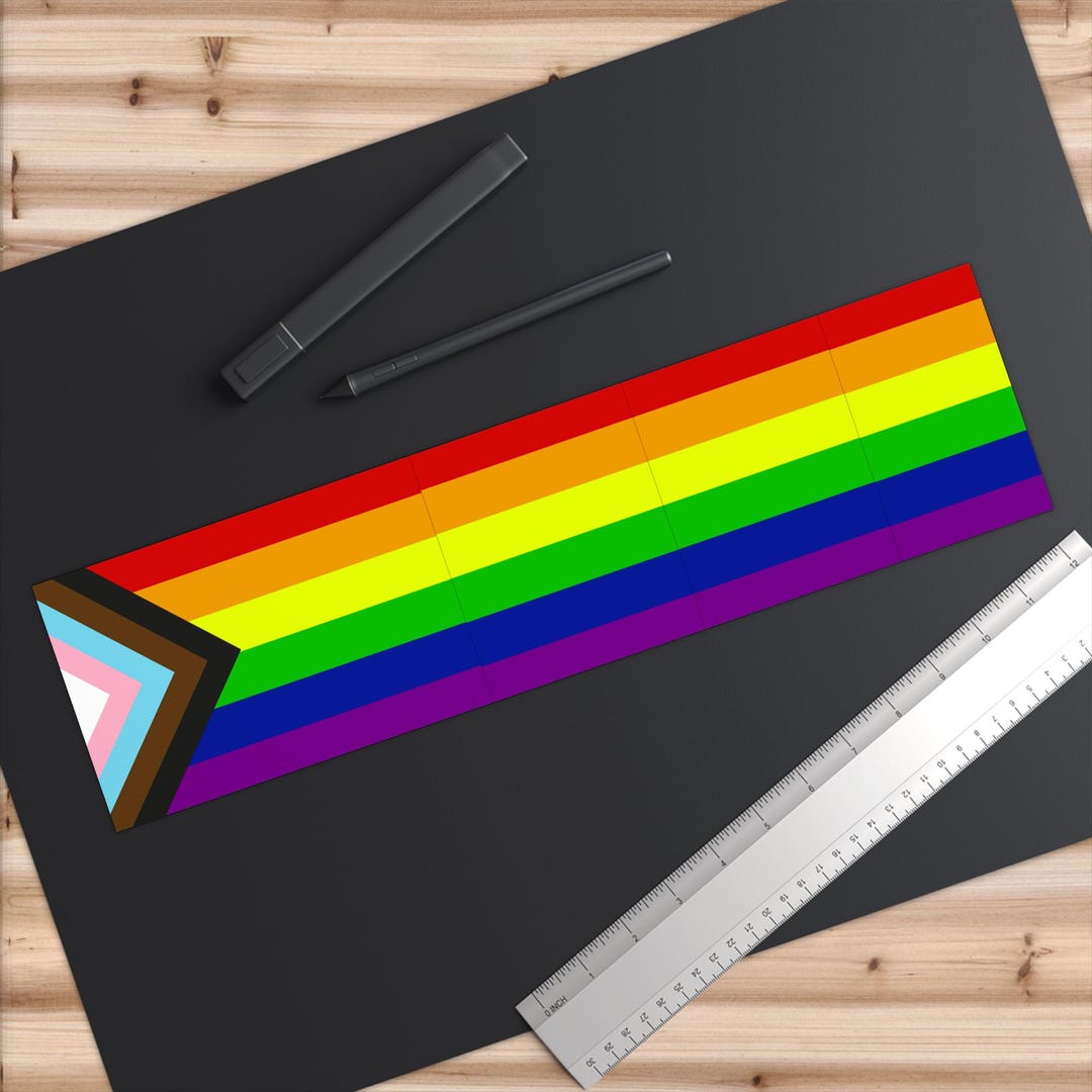 Progress Pride Flag Bumper Sticker | Long Rainbow Progressive LGBTQ ...