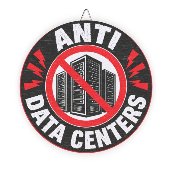 Anti Data Centers Wooden Protest Sign No Server Farms Wall Decor Rustic Birch Wood Plaque Tech Opposition Town Hall Zoning Fight Gift 6-12