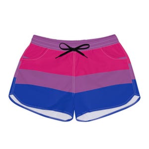 Pantalones cortos casuales para mujer LGBTQ con estampado de bandera bisexual, ideales para el festival del orgullo LGBTQ, para correr, la playa, las vacaciones y el entrenamiento.