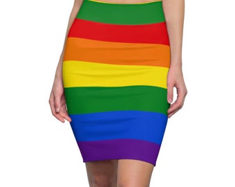 Falda lápiz a rayas Rainbow Pride / Falda arcoíris LGBT / Traje de festival