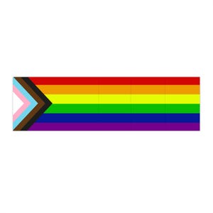 Progress Pride Flag Bumper Sticker Long Rainbow LGBTQ Vinyl Decal Progressive Chevron Car Laptop Waterproof Outdoor