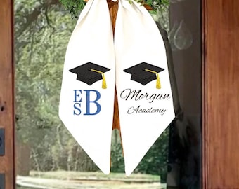 Embroidered Graduation Wreath Sash, Class of 2026 Door Decor, College Graduation Gift