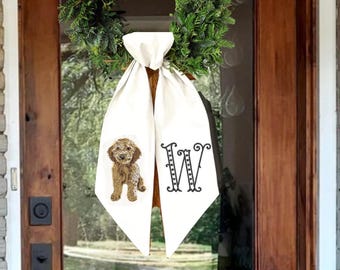 Personalized Goldendoodle Wreath Sash with Monogram