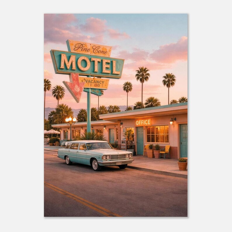 Pine Cone motel Druck - Vintage Roadside Americana Wandkunst Bild 4