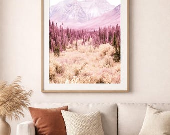 Paesaggio fantasy rosa – Arte murale eterea ispirata alla natura