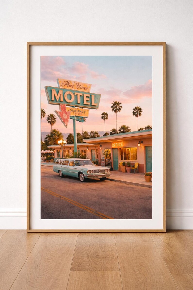 Pine Cone motel Druck - Vintage Roadside Americana Wandkunst Bild 2