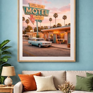 Pine Cone motel Druck - Vintage Roadside Americana Wandkunst Bild 1