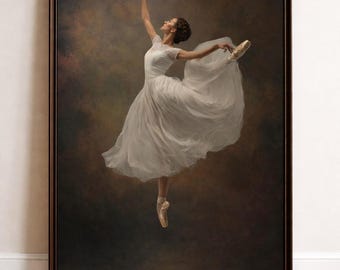 Kunstdruck mit Balletttänzerin | Wandbild mit Balletttänzerin | Elegante Mädchenzimmerdekoration