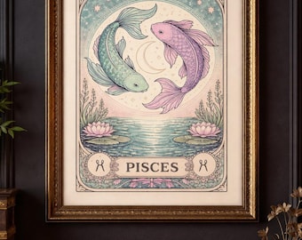 Pisces Zodiac Print – Celestial Star Sign Wall Art