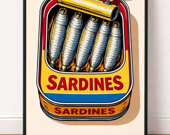 Pop Art Sardiner-tryck – Djärv retro väggkonst för kök