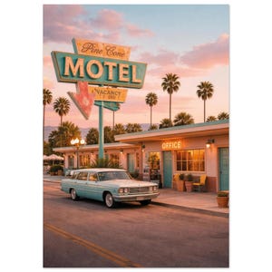 Pine Cone motel Druck - Vintage Roadside Americana Wandkunst Bild 3