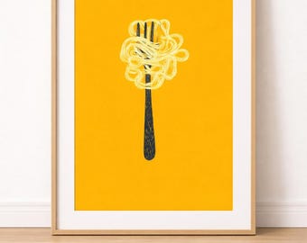 Spaghetti Fork – Italian Food-Inspired Wall Art - Colourful