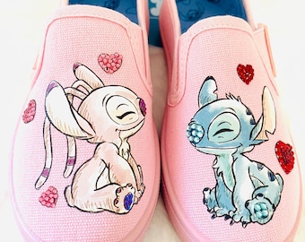 Stitch design slippers with rhinestones, NEW, unique, one-of-a-kind, size 27, with box