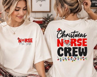 Custom Christmas Nurse DTF Transfer, Nurse Crew Shirt Design, Personalized Nursing Holiday Iron On Transfer, Healthcare Gift