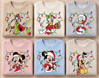 Disney Characters Lights Christmas Disneyland DTF Transfer
