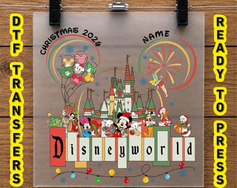 Disney World Christmas 2026 Custom Name For Gift DTF Transfer