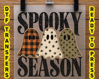Spooky Season DTF Transfer, Halloween Ghost Iron On Transfer, Cute Ghost Shirt Design, Ready To Press Halloween DTF