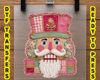 Faux Yarn Nutcracker DTF Transfer, Christmas Applique Style Iron On Transfer, Holiday Nutcracker Shirt Design, Ready To Press DTF