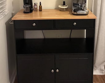 Rolling Kitchen Island with Storage Cabinet, 2-Drawer Portable Island, towel holder