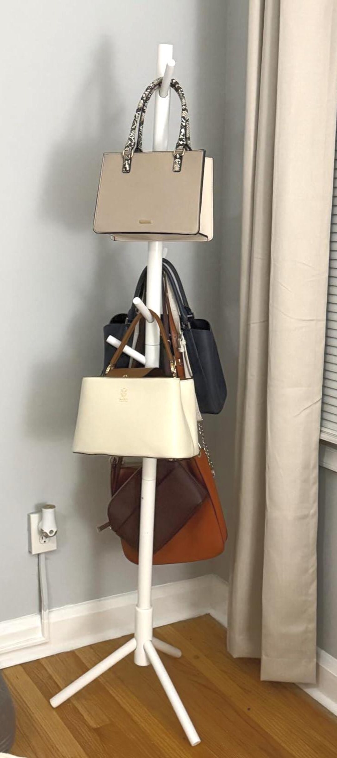 Saute Tree Rack Wooden Tree Coat Rack Stand, 8 Hooks Adjustable Height, Freestanding ...