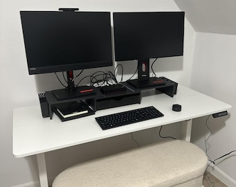Electric Adjustable Standing Desk, Height Adjustable Computer Workstation Decor