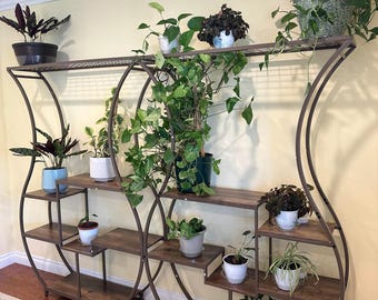 6 Tier Tall Plant Stand with Hanging Hooks, Vase Shape Plant Shelf Indoor Outdoor