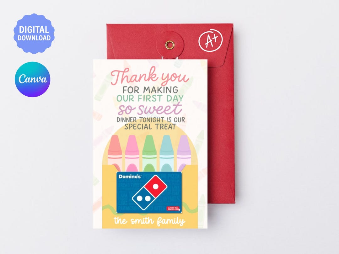 First Day of School Teacher Gift • Printable Crayon Gift Card Holder ...