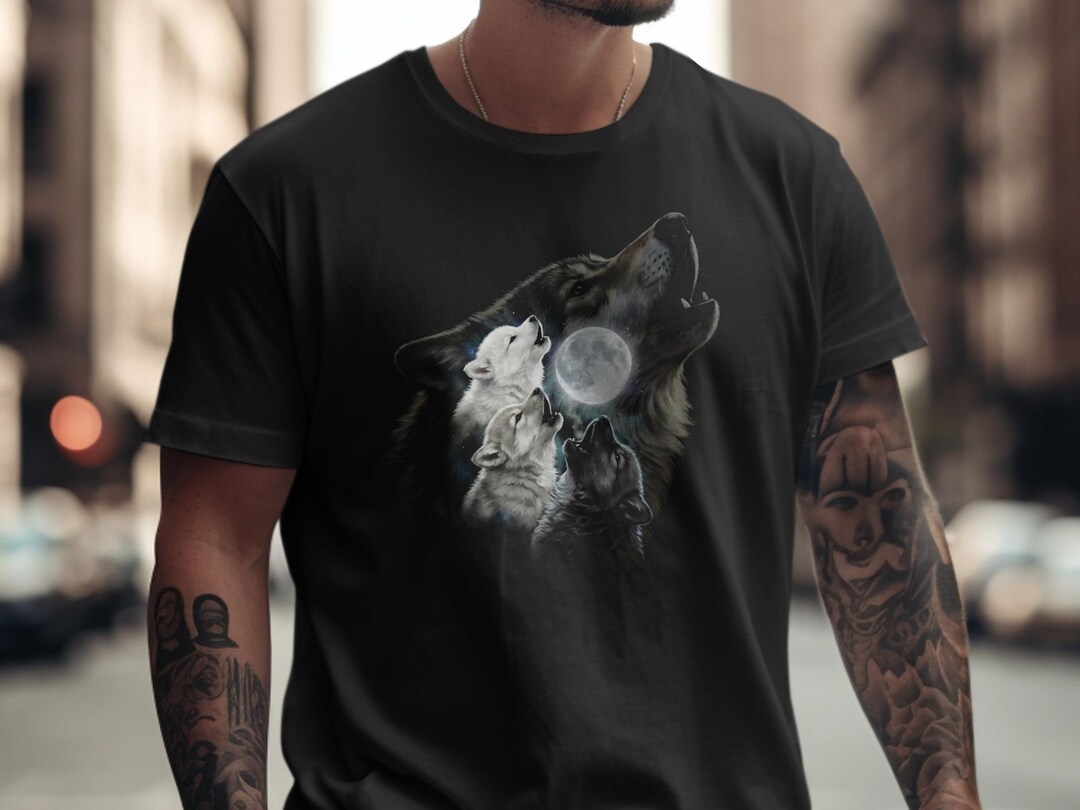 Howling Wolves T-shirt, Moon Graphic Tee, Wolf Pack Shirt, Animal Lover ...