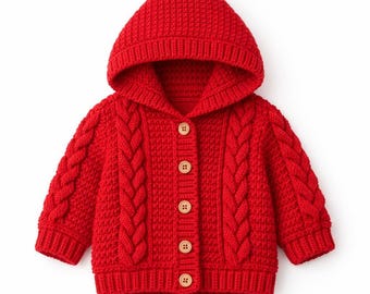 Baby Crochet Hoodie Sweater Pattern – Ages 0–3 – Digital PDF