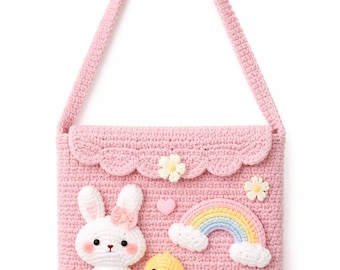 Crochet Bag Pattern: Bunny, Chick, Rainbow Appliqué (Digital Download)