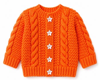Baby Crochet Wear Pattern – Button Front Cardigan – 0–3 Years – PDF Download