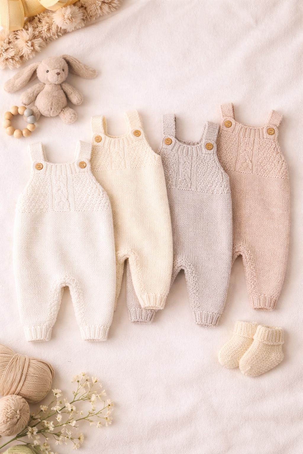 Grenouillère Bébé Tricot Broderie Florale – Manches Longues, Col Rond – Tailles 0-24 Mois – Matière Douce - 5