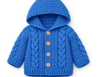 Baby Crochet Hooded Cardigan Pattern – Original Handmade Design – 0–3 Years – PDF Download
