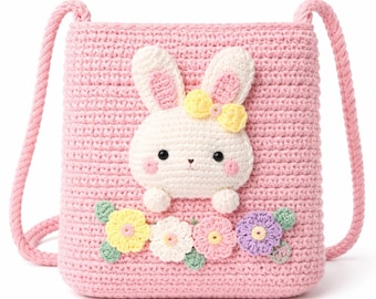 Crochet Bag Pattern: Bunny, Chick, Rainbow Appliqué (Digital Download)