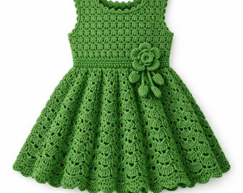 Crochet Baby Dress Pattern – Elegant Style, Ages 0-3 Years (Digital Download)