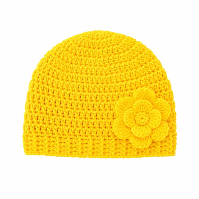 Crochet Beanie Pattern: Yellow Flower Hat (Digital Download) bild 2
