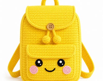 Crochet Backpack Pattern: Smiling Face Design (Digital Download)