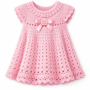 Crochet Baby Dress Pattern – Elegant Style, Ages 0-3 Years (Digital Download)