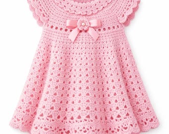 Crochet Baby Dress Pattern – Elegant Style, Ages 0-3 Years (Digital Download)