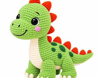 Crochet Dinosaur Pattern: Green Amigurumi Toy (Digital Download)